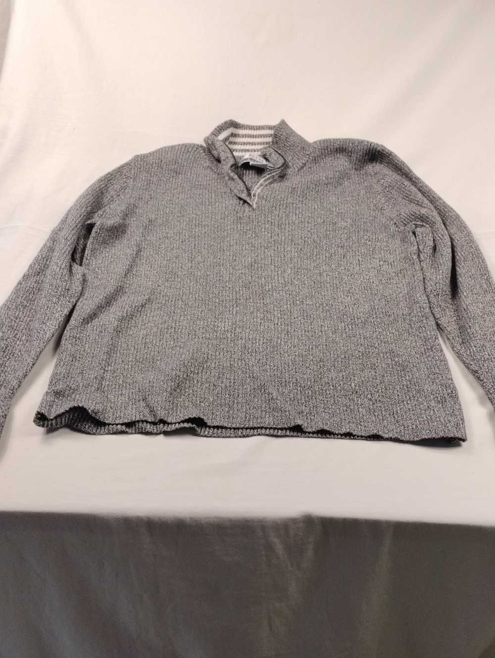 Nine & Co Women's Gray Knit Quarter-Zip Sweater Size XL